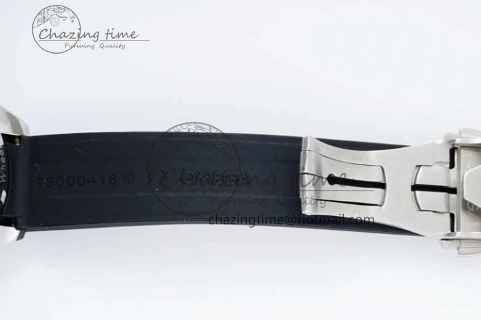 0706 TopPick Speedmaster Racing Master SS HKF Best Edition White Black Dial on Black Rubber Strap A 7813